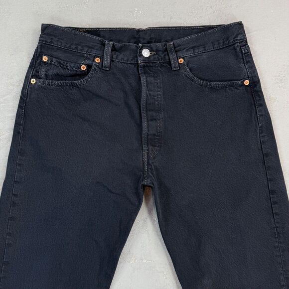 Vintage 1996 Levi's 501 Black Blue Denim Red Tab Jeans MADE IN USA Fit 32 x 32 - Picture 2 of 8